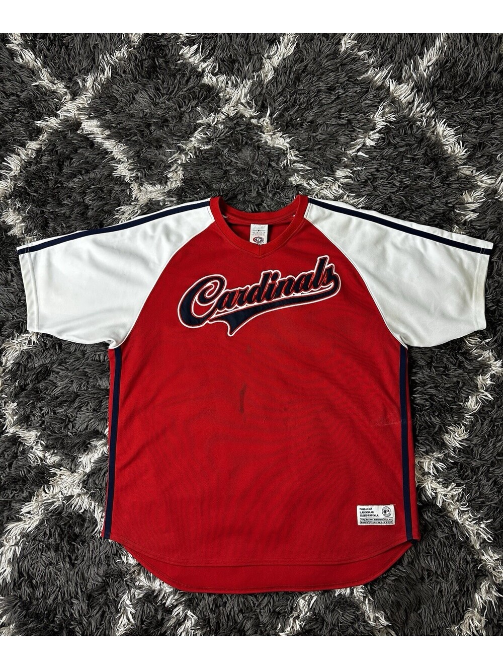 Vintage Y2K St Louis Cardinals MLB True Fan Mesh Jersey Shirt Mens XL Red V-Neck
